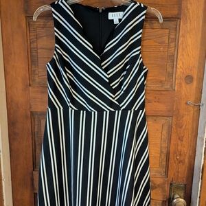 Elle Black and White Sleeveless V-Neck A-Line Dress
